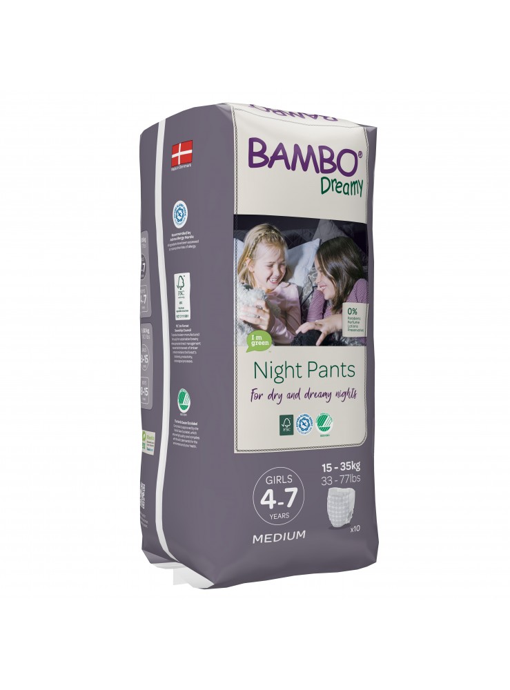 Bambo Dreamy Night Pants Girl 4-7 anos 15-35kg - 10 unidades